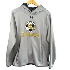 Under Armour ColdGear Soccer Fleece Hoodie‎ Pullover Sweatshirt Mens Gray Medium